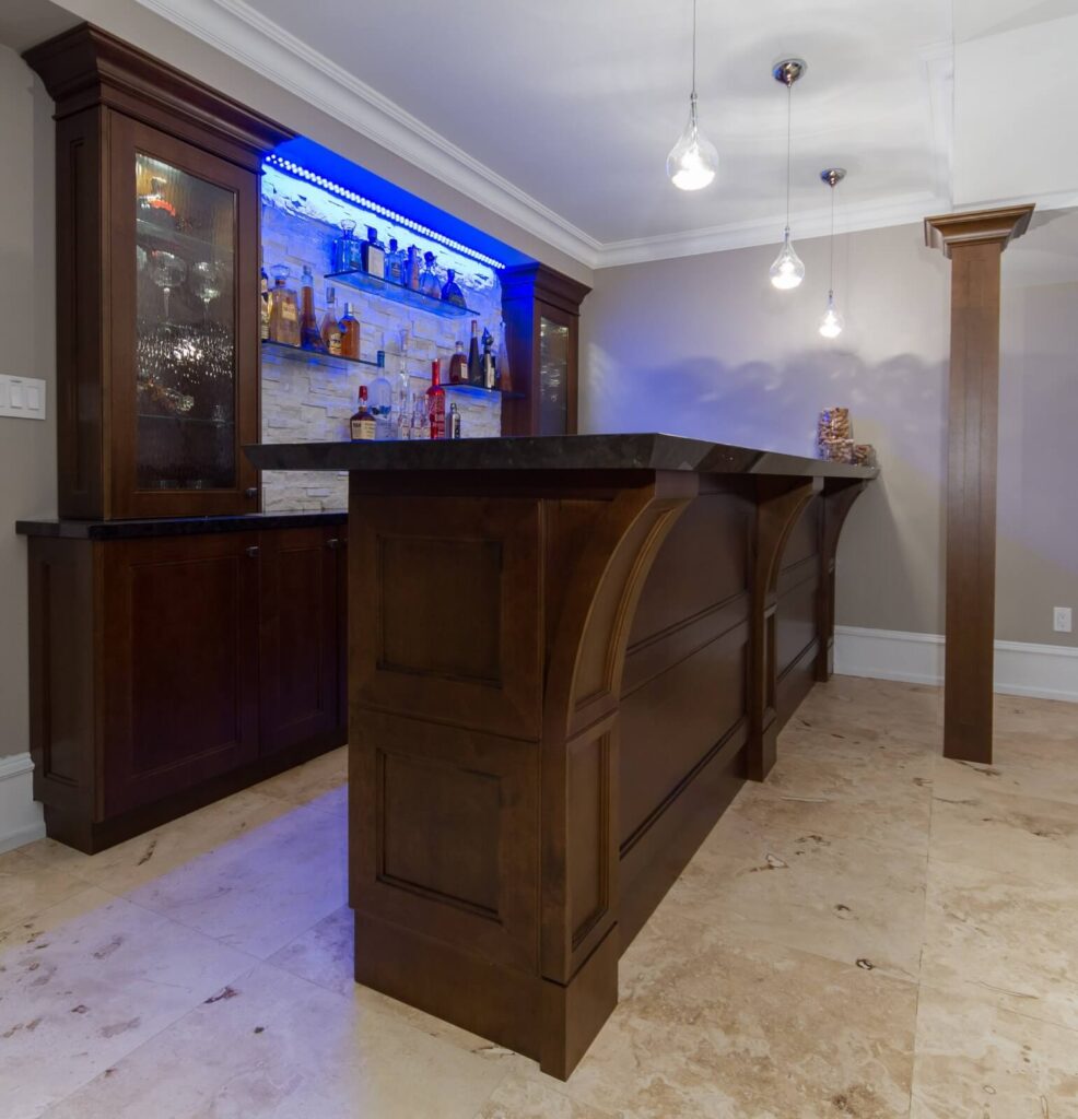 bar in a basement renovation